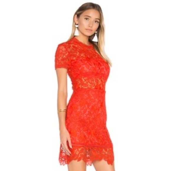 LOVERS + FRIENDS | REVOLVE Mon Amour Mini Dress | Red Lace  Cocktail Wedding | S - Picture 11 of 11